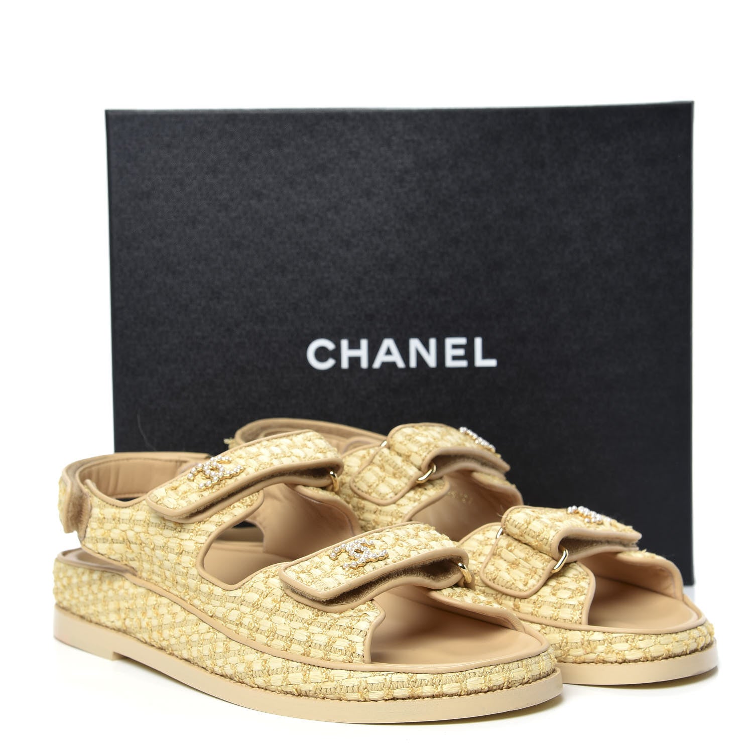 Chanel Braided Fabric Velcro Dad Sandals 41 Beige 9 of 9