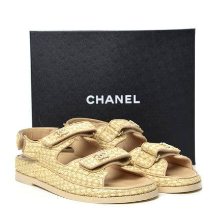 Chanel Braided Fabric Velcro Dad Sandals 41 Beige 9 of 9