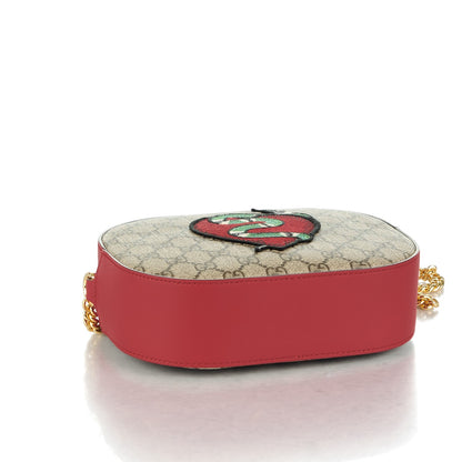 Gucci GG Supreme Monogram Kingsnake Heart Embroidered Mini Chain Shoulder Bag Beige Hibiscus Red 4 of 8