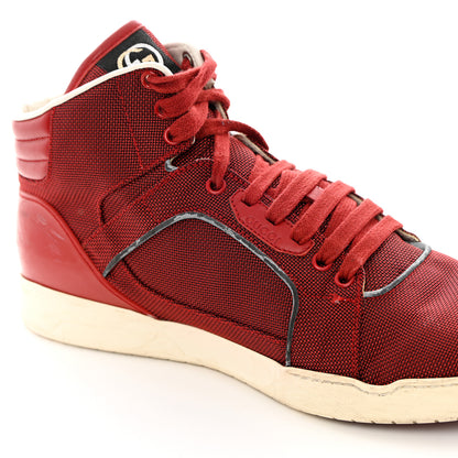 Gucci Baling Fabric Nappa Moorea Interlocking G Mens High Top Sneakers 9.5 Rosso Griggio 9 of 15