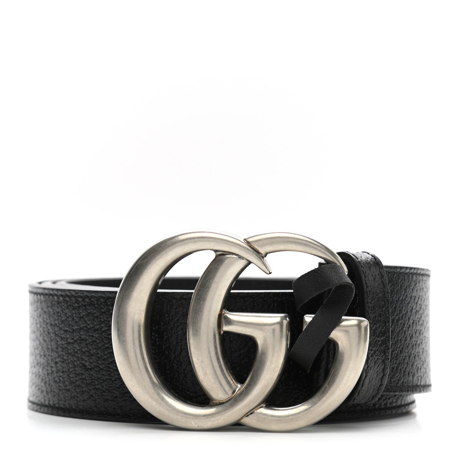 Gucci Textured Dollar Calfskin Nickel Double G 40mm Belt 100 40 Black 1 of 7