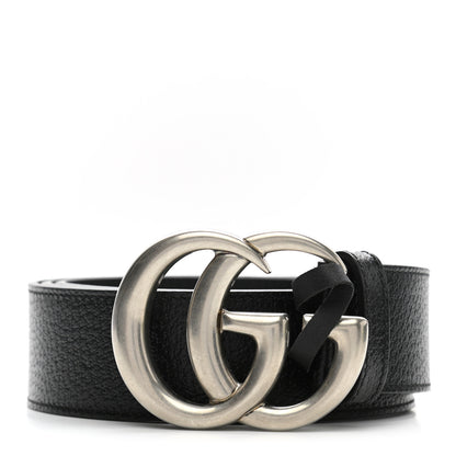 Gucci Textured Dollar Calfskin Nickel Double G 40mm Belt 100 40 Black 1 of 7