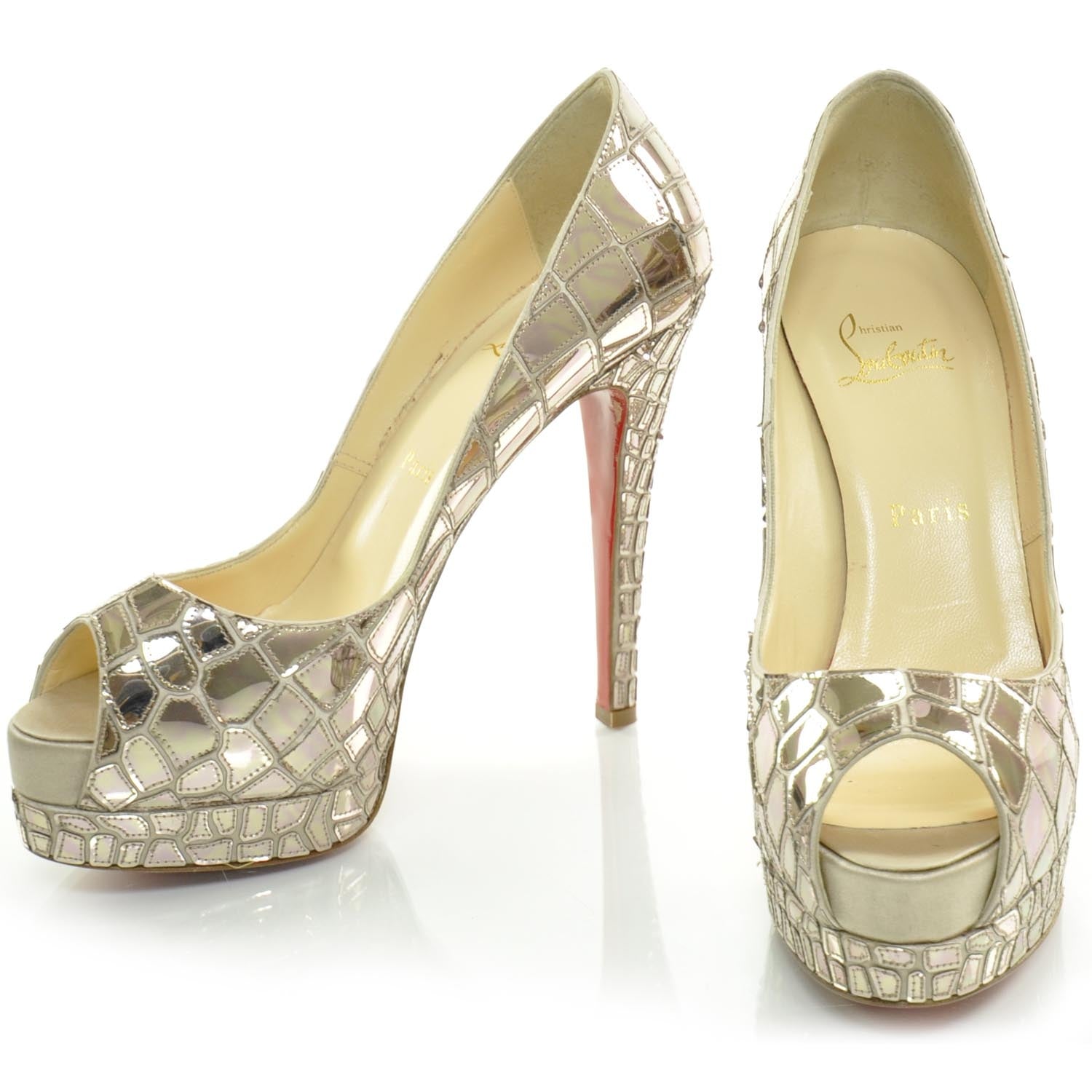 Christian Louboutin Crepe Satin Sequins Sobek 140 Pumps 37.5 1 of 8