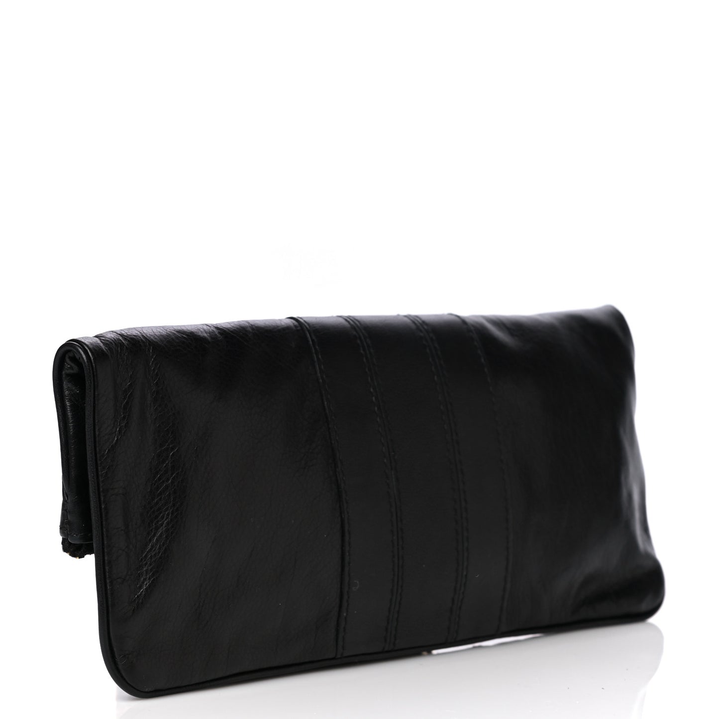 Calfskin Lucy Folded Clutch Black