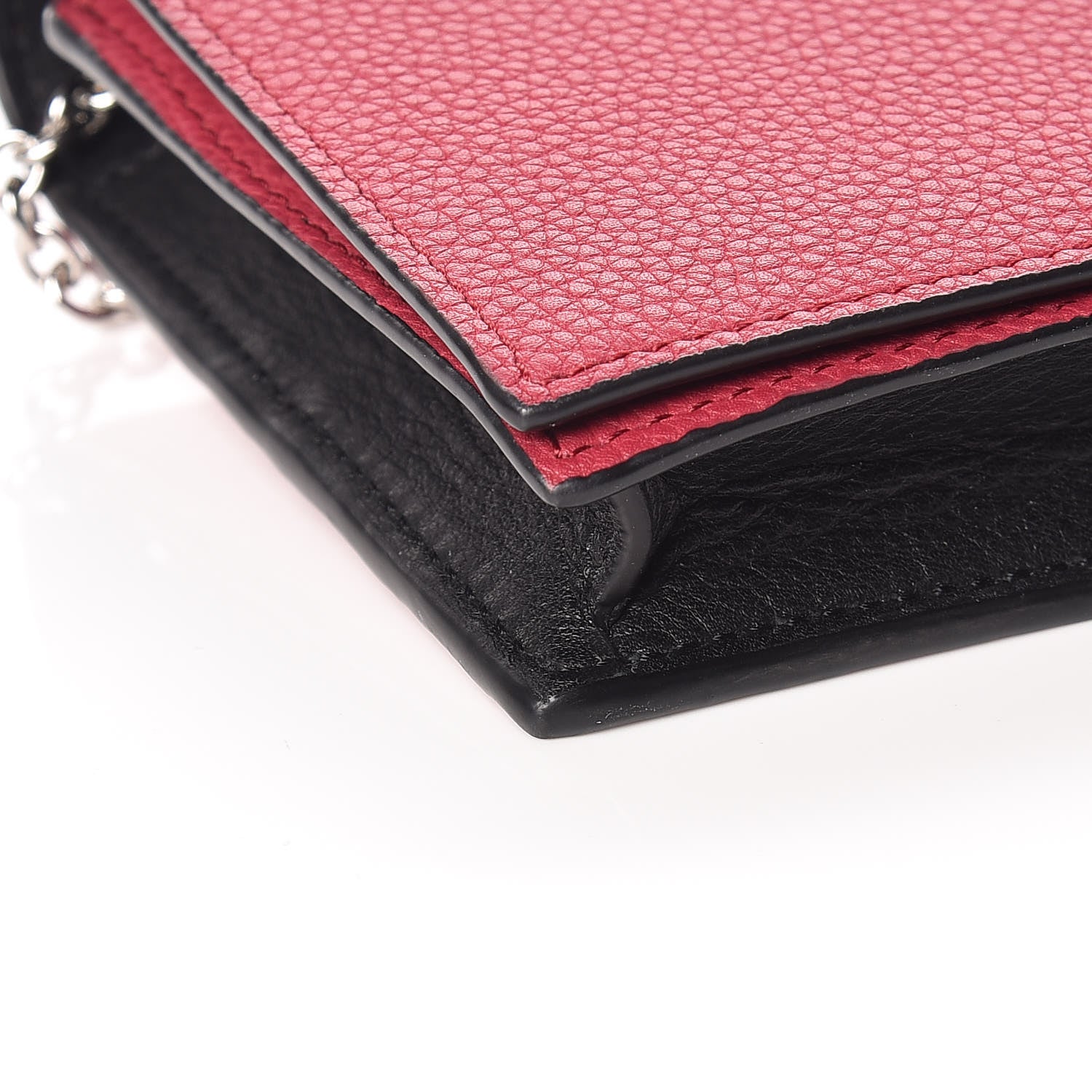 Loewe Pebbled Calfskin Chain Wallet Wild Rose Raspberry 8 of 9