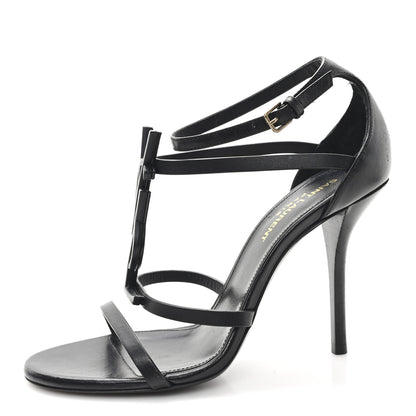Saint Laurent Calfskin Cassandra 100 Sandals 37 Black 1 of 9
