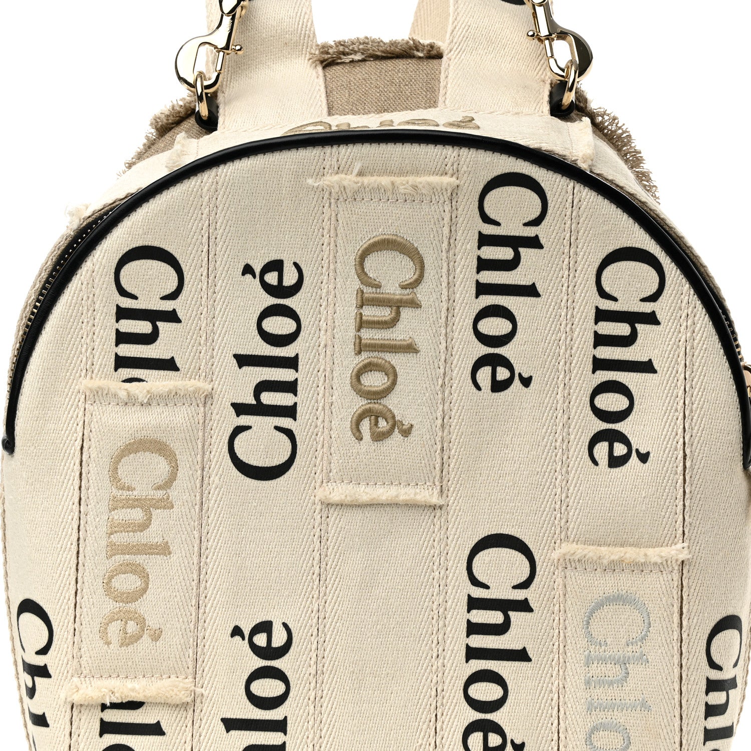 Chloe Canvas Logo Embroidered Woody Backpack Sand 9 of 14