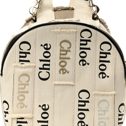 Chloe Canvas Logo Embroidered Woody Backpack Sand 9 of 14