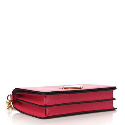 Prada Saffiano Bandoliera Flip Lock Chain Crossbody Bag Peonia 4 of 9