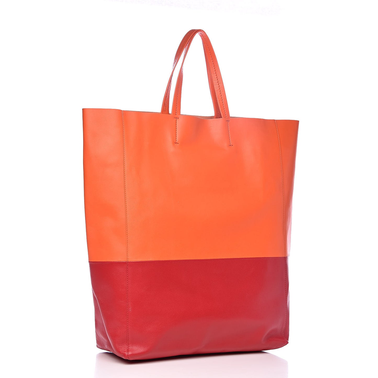Lambskin Vertical Bi-Cabas Orange Magenta