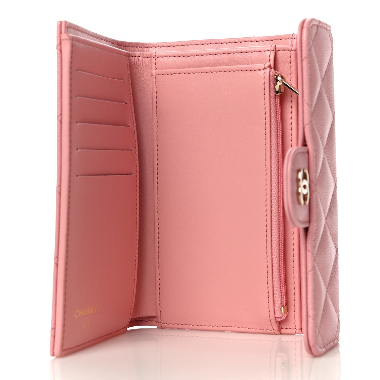 Caviar Quilted Medium Flap Wallet Pink