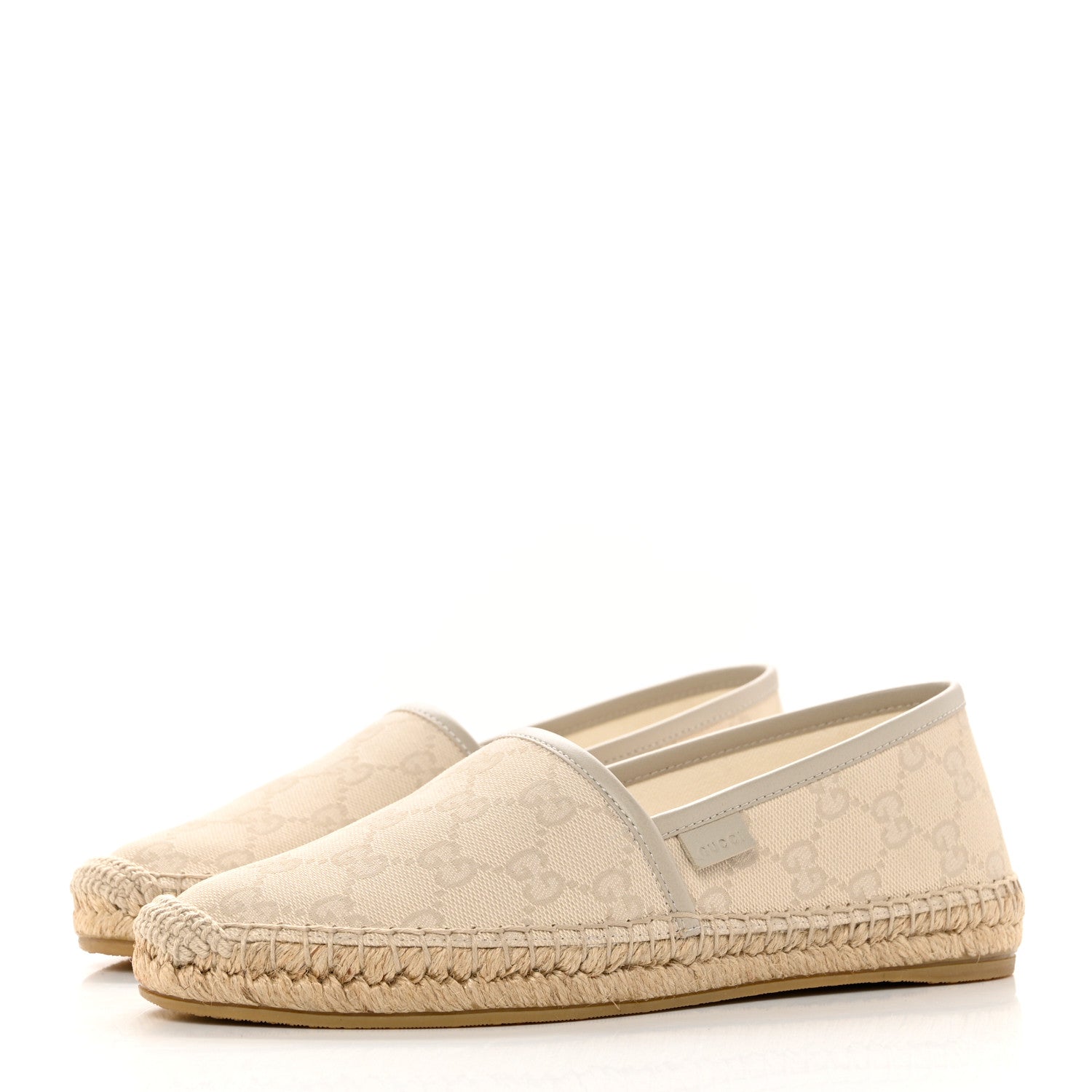 Gucci Washed Cotton Miro Soft Calfskin GG Monogram Espadrilles 36 White Mystic White 3 of 8