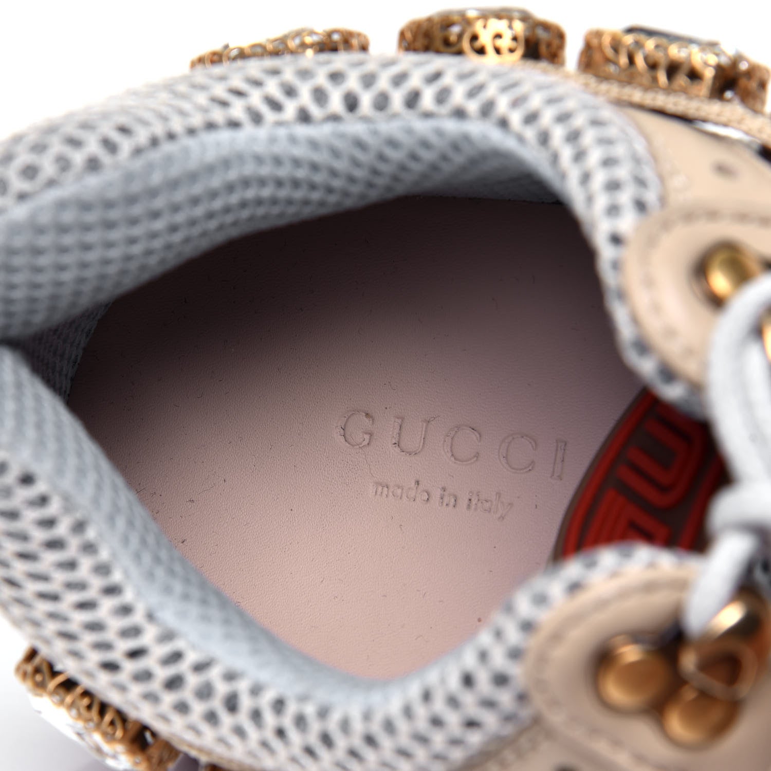Gucci X SEGA Mesh Canvas Calfskin Removable Crystals Flashtrek Sneakers 36.5 Mystic White Oatmeal Sand Storm 6 of 6