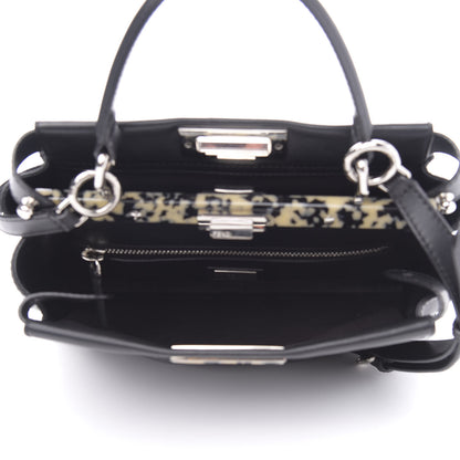 Fendi Vitello Dolce Shiny Nappa Plexglass Granite Medium Peekaboo Iconic Satchel Black 6 of 12