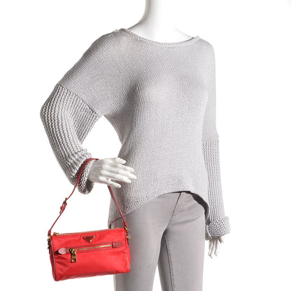 Prada Tessuto Nylon Saffiano Shoulder Bag Rosso 2 of 10