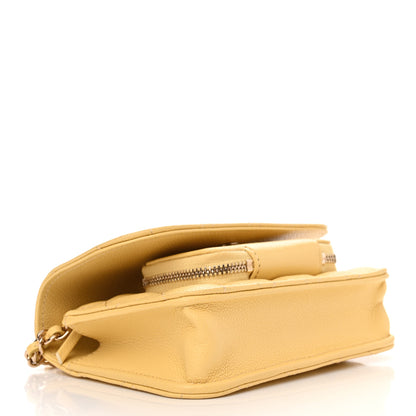 Chanel Caviar Quilted Business Affinity Clutch With Chain Flap Yellow 5 of 13