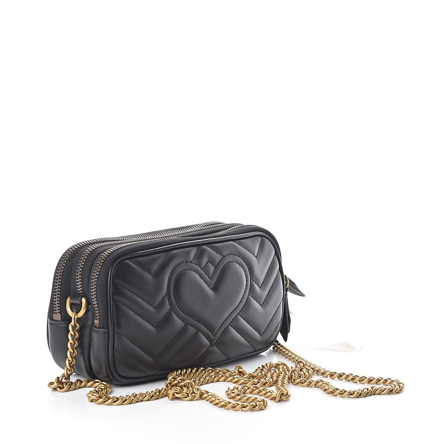 Gucci Calfskin Matelasse Mini GG Marmont Chain Crossbody Bag Black 3 of 11