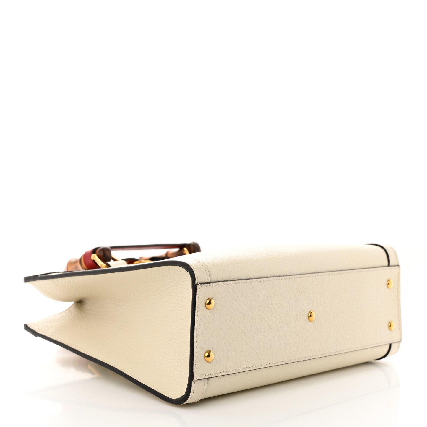 Textured Dollar Calfskin Web Small Diana Tote Bag Mystic White