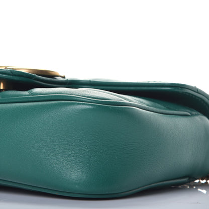 Gucci Calfskin Matelasse Super Mini GG Marmont Shoulder Bag Emerald Green 8 of 9