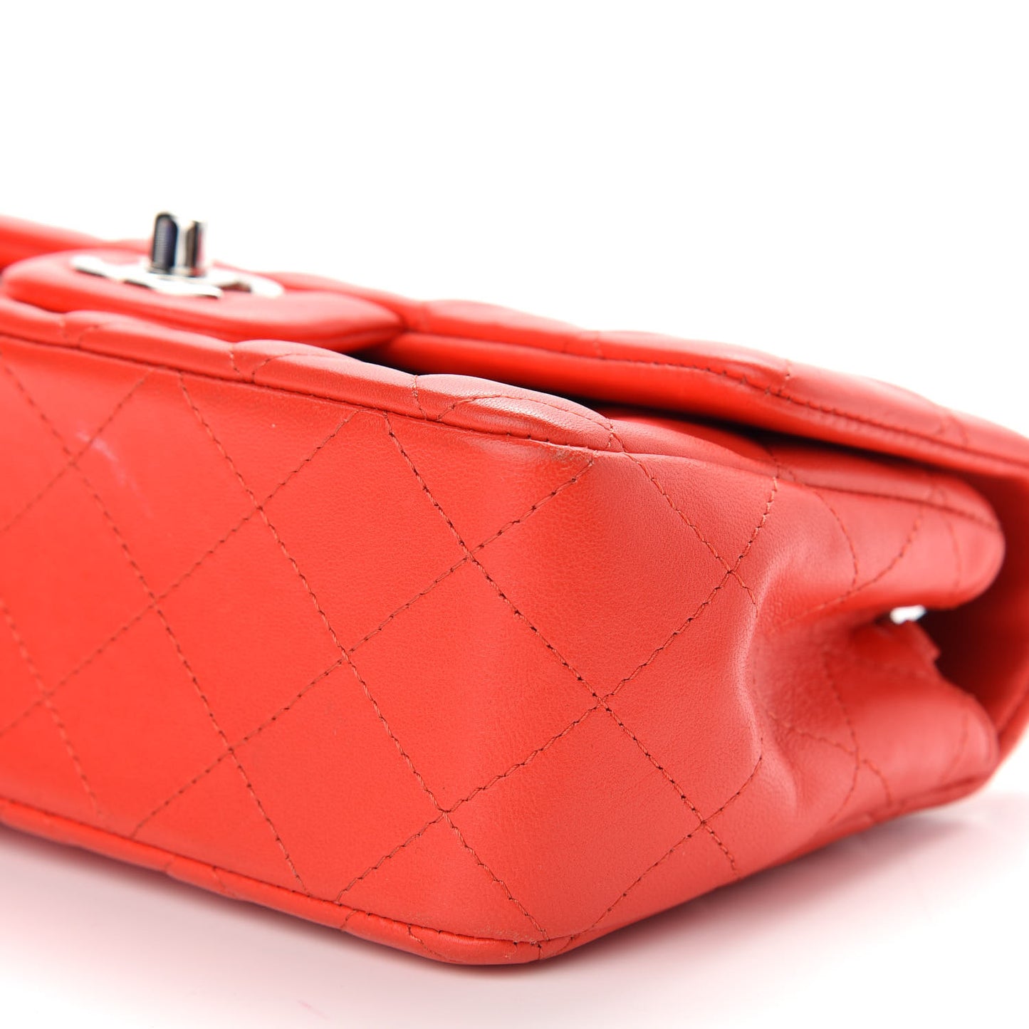Lambskin Quilted Mini Rectangular Flap Red