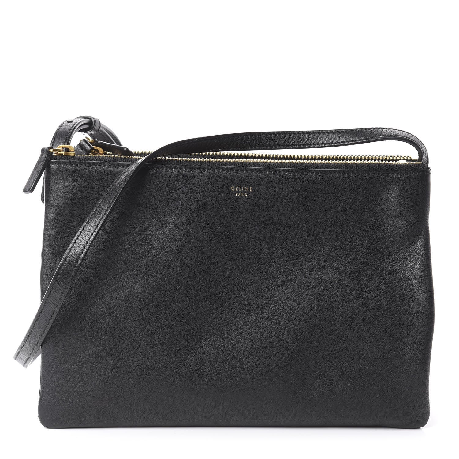 Celine Lambskin Large Trio Crossbody Bag Black 1 of 10