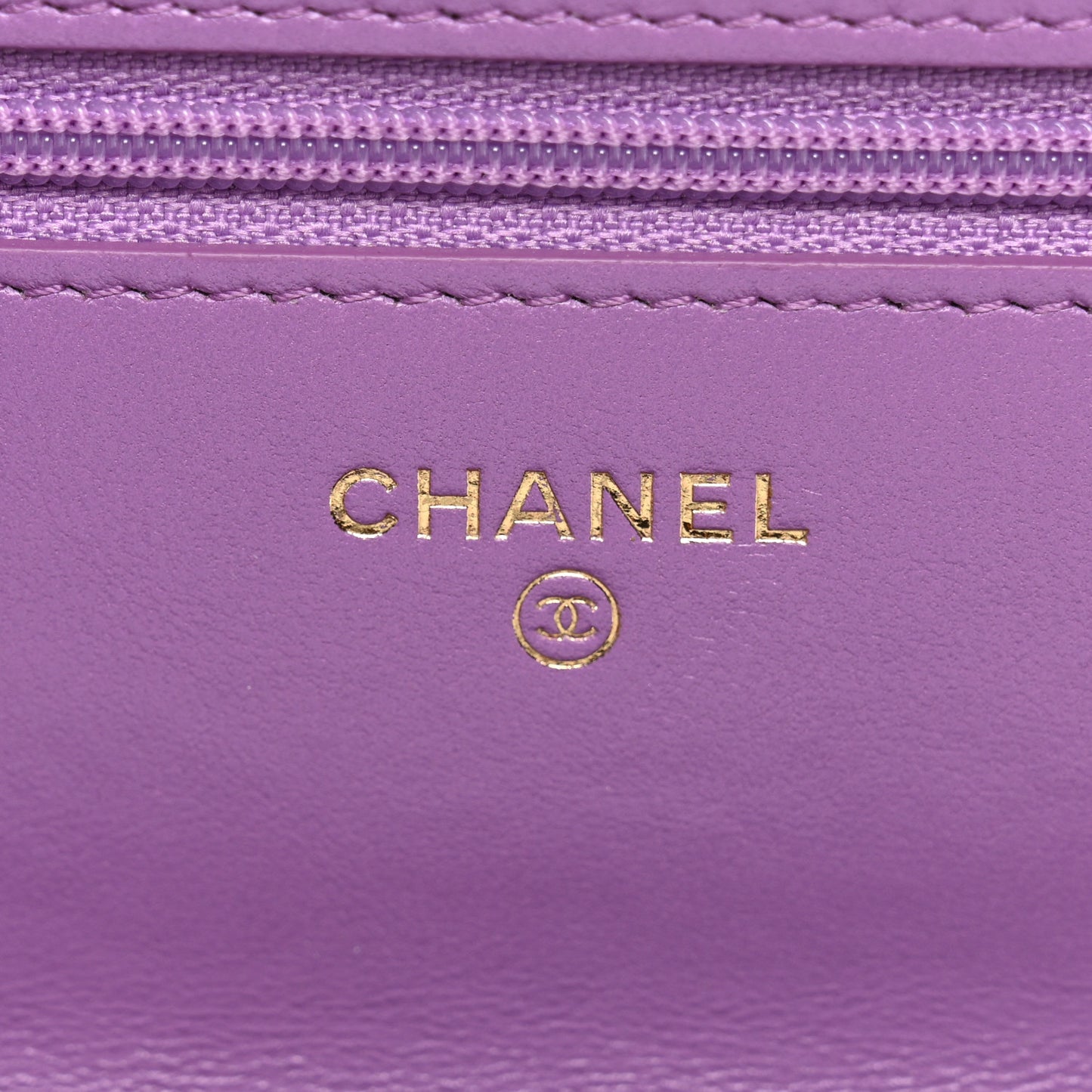 Lambskin Quilted Pick Me Up Wallet On Chain WOC Purple