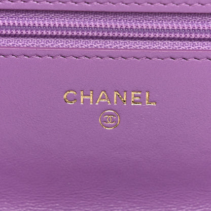 Chanel Lambskin Quilted Pick Me Up Wallet On Chain WOC Purple 6 of 14