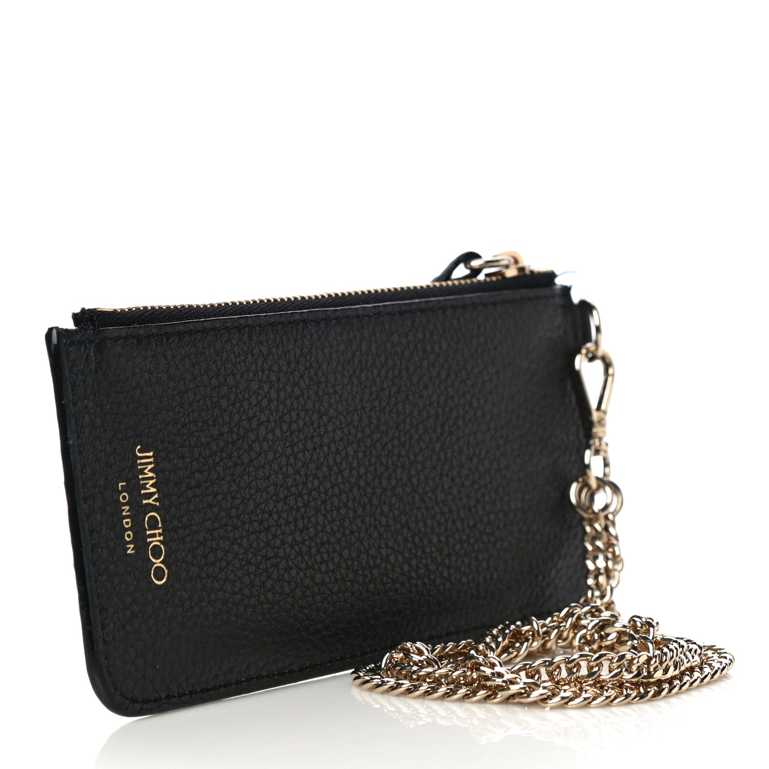 Jimmy Choo Calfskin Logo Embossed Card Holder On Chain Black 3 of 11