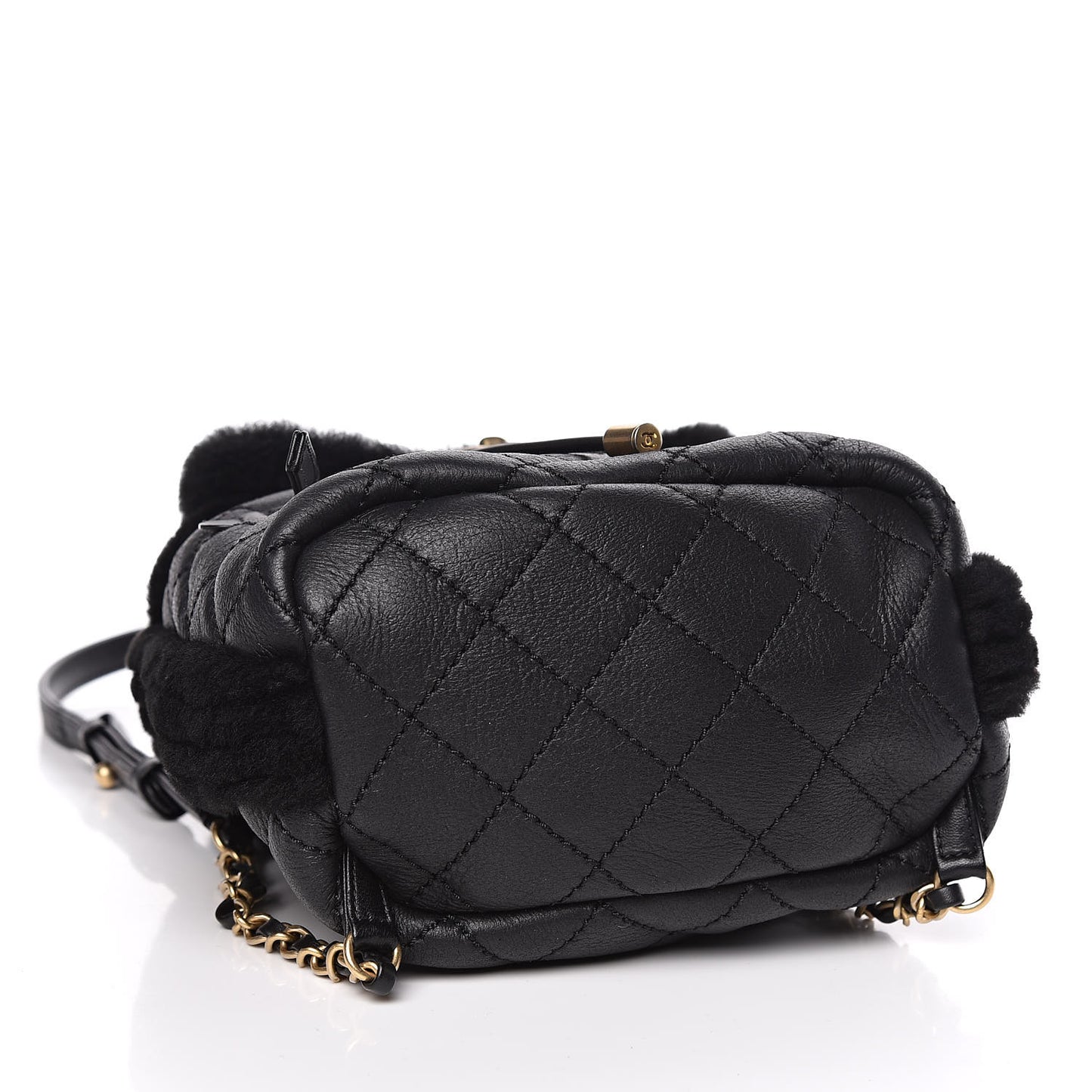 Lambskin Shearling Quilted CC Backpack Black