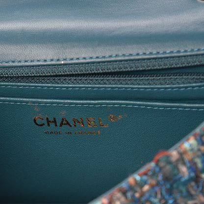 Chanel Tweed Quilted Mini Rectangular Flap Turquoise 6 of 10