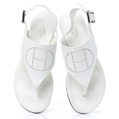 Hermes Calfskin Kola Sandals 35.5 White 5 of 11