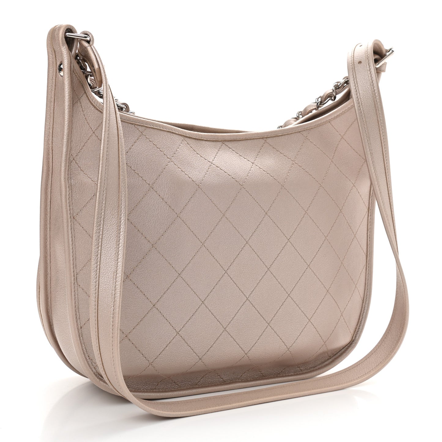 Metallic Calfskin Quilted Jungle Stroll Hobo Gold