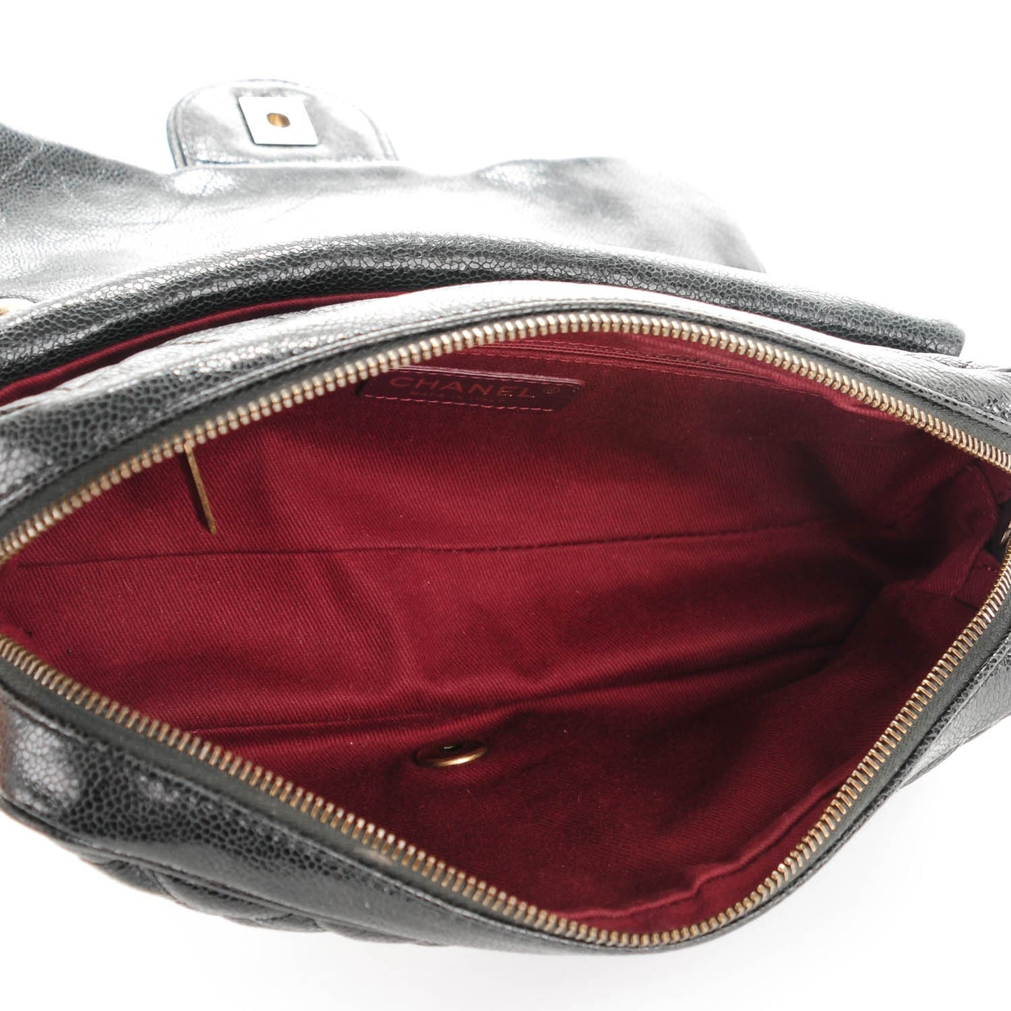 Crumpled Grained Calfskin Small Shiva Flap Black