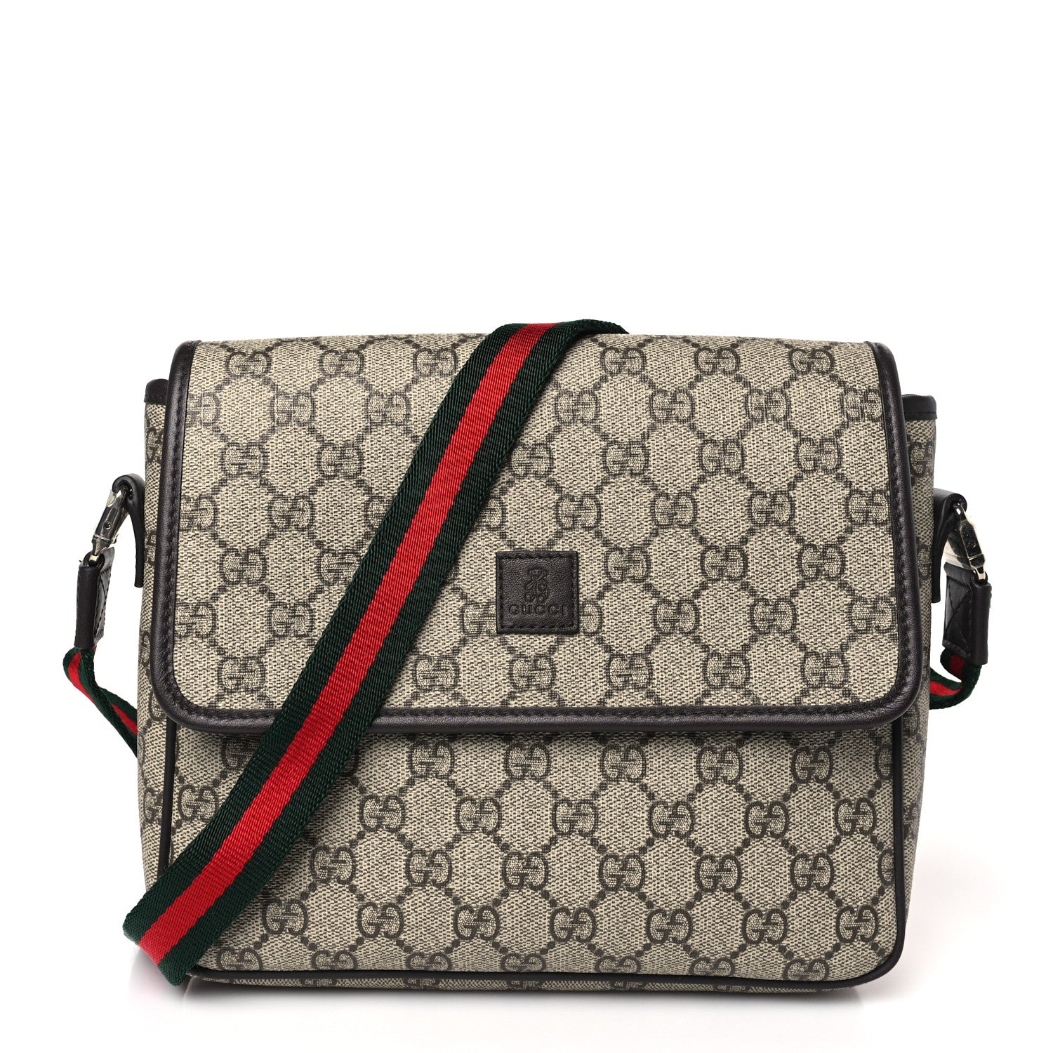 Gucci GG Supreme Monogram Web Childrens Crossbody Bag Beige Black 1 of 9