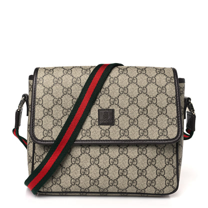 Gucci GG Supreme Monogram Web Childrens Crossbody Bag Beige Black 1 of 9