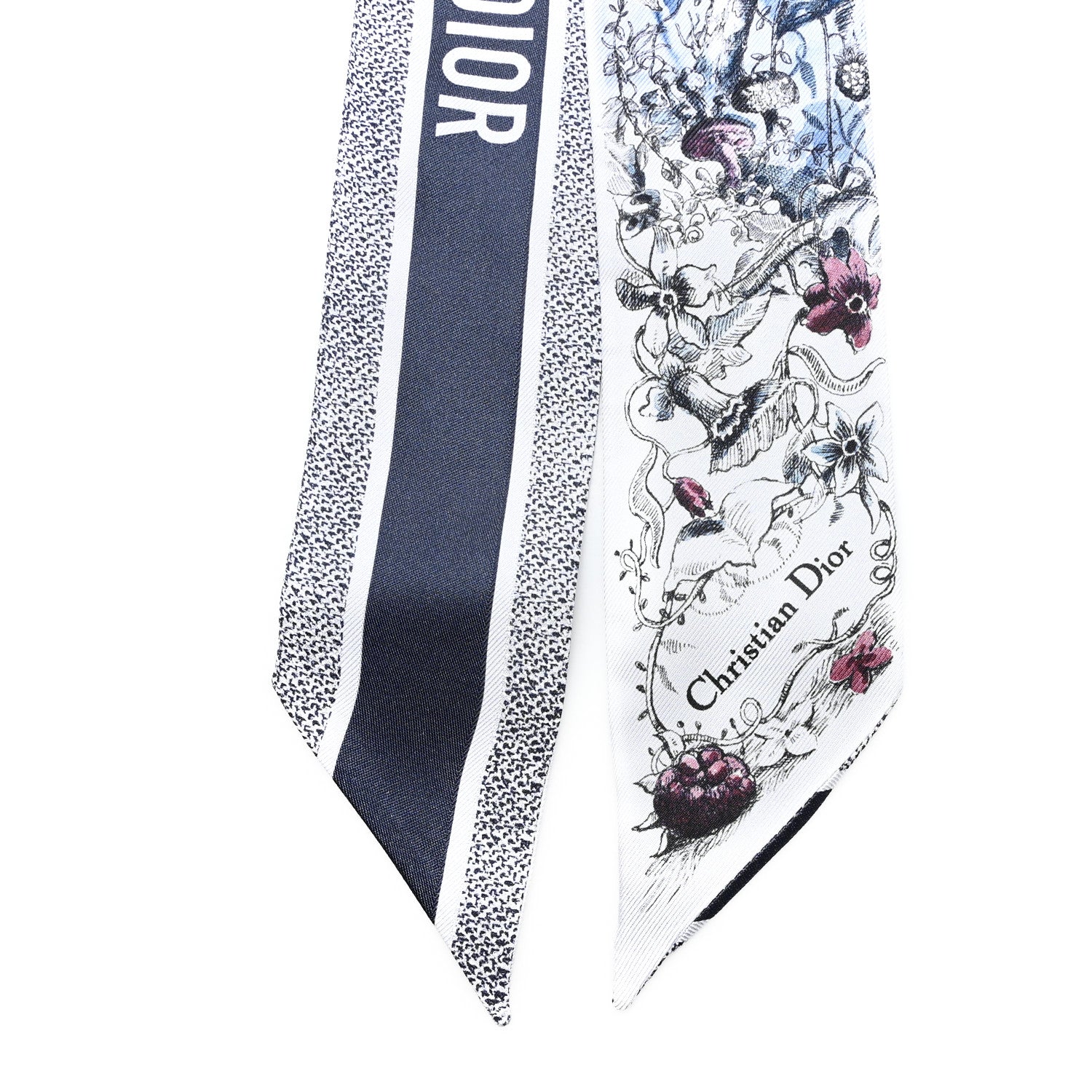 Christian Dior Silk Butterflies Around the World Mitzah Scarf Blue