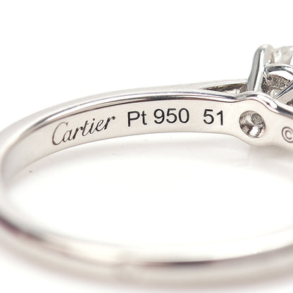 Cartier Platinum Diamond .35ct Solitaire Engagement Ring 51 5.75 5 of 6