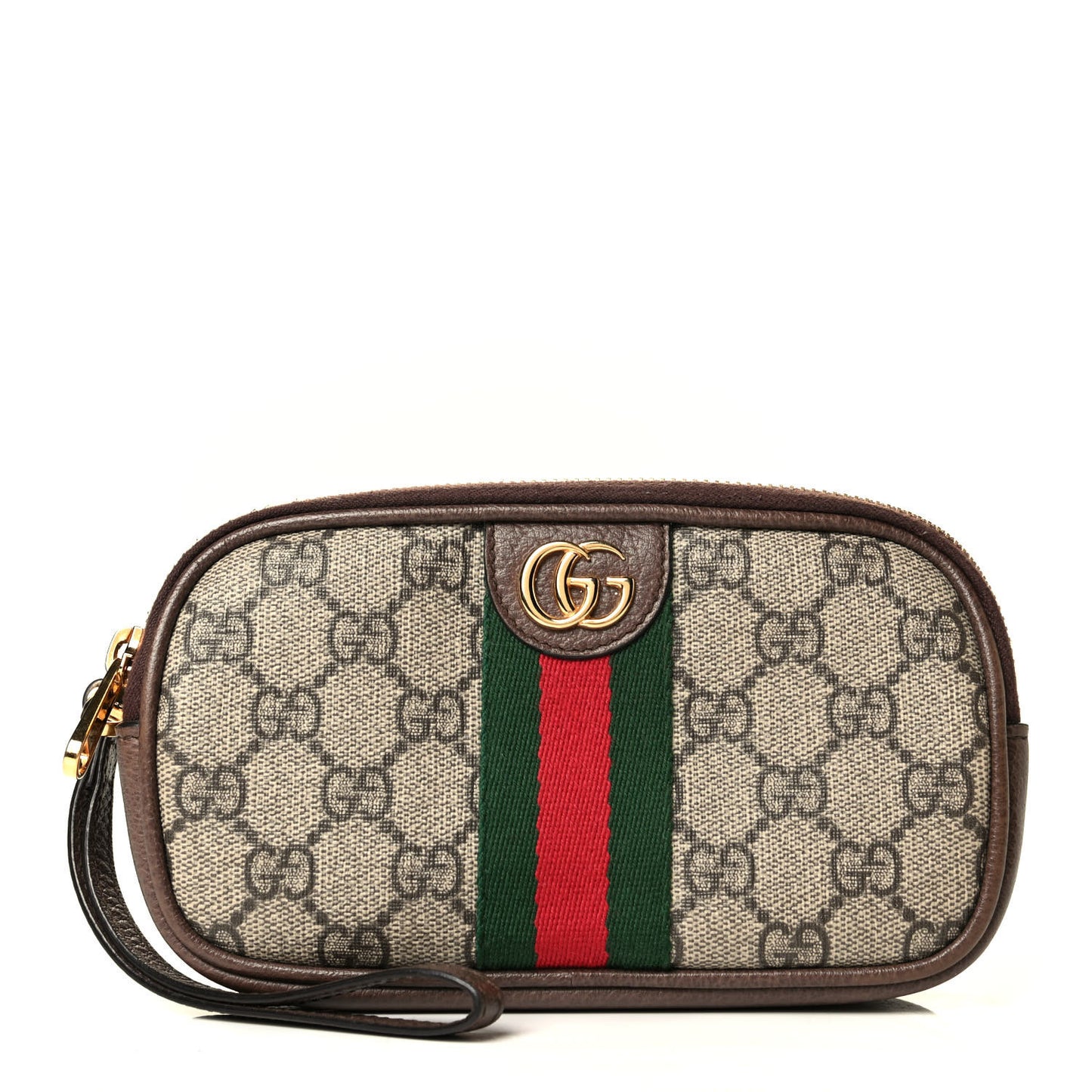 GG Supreme Monogram Web Ophidia Wristlet Beige New Acero