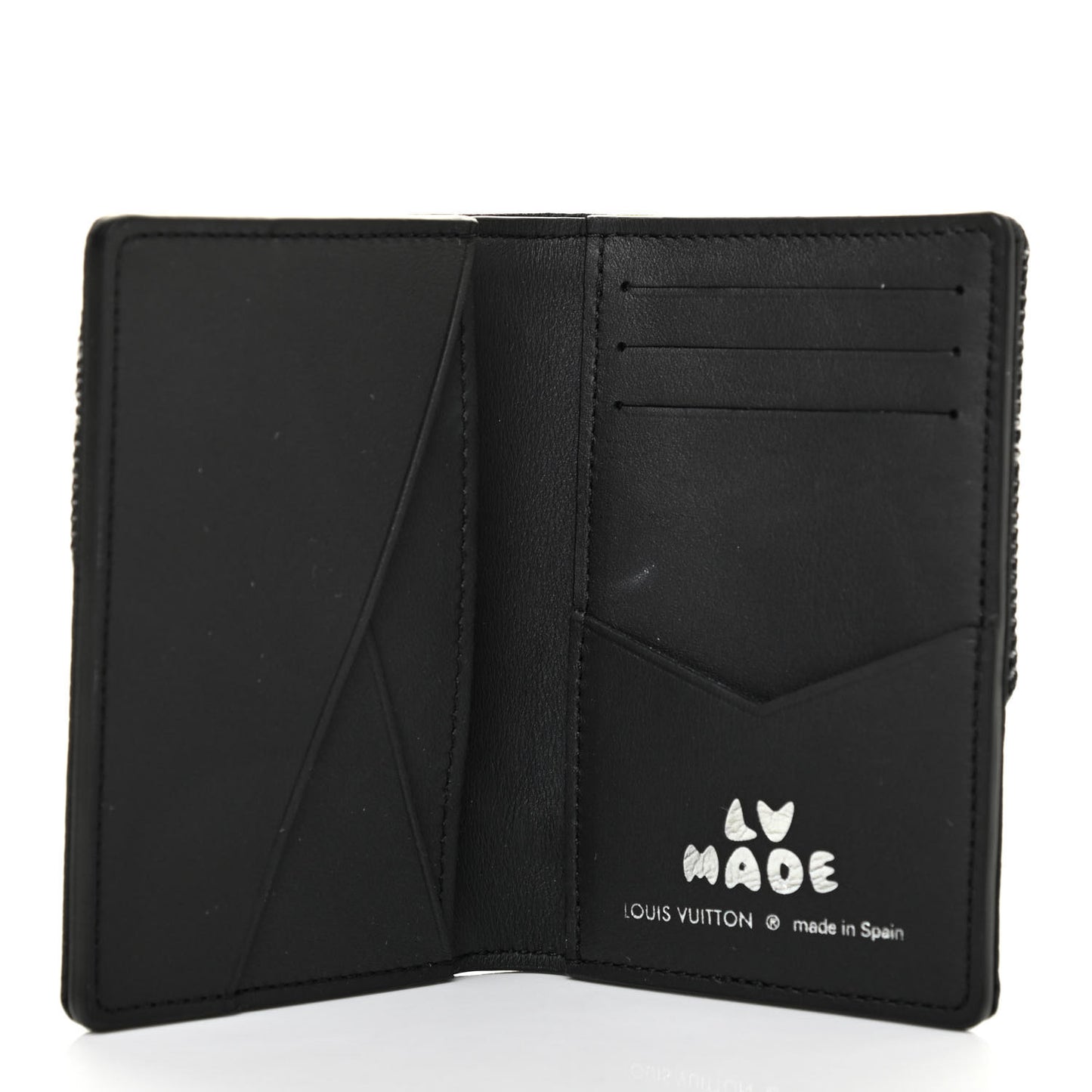 X NIGO Taurillon Monogram Denim Drip Pocket Organizer Black