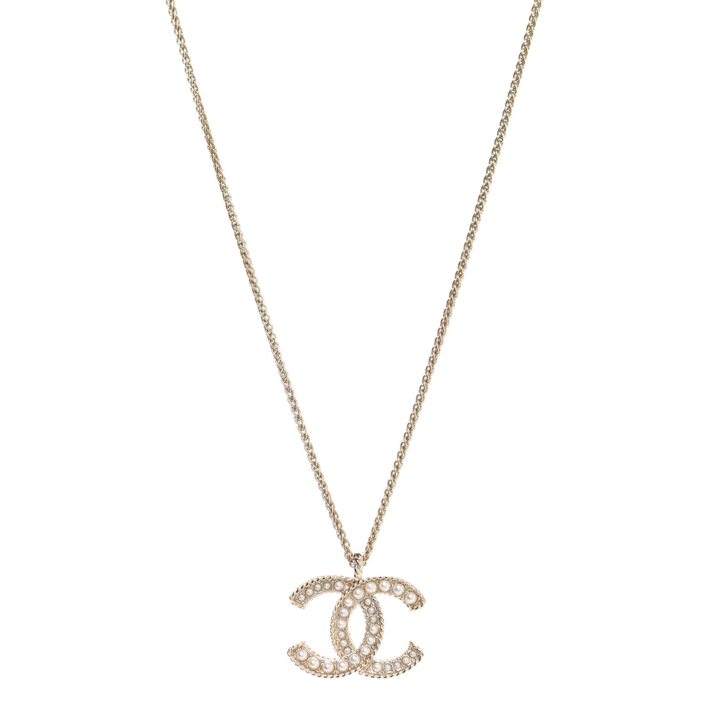 Pearl CC Pendant Necklace Gold