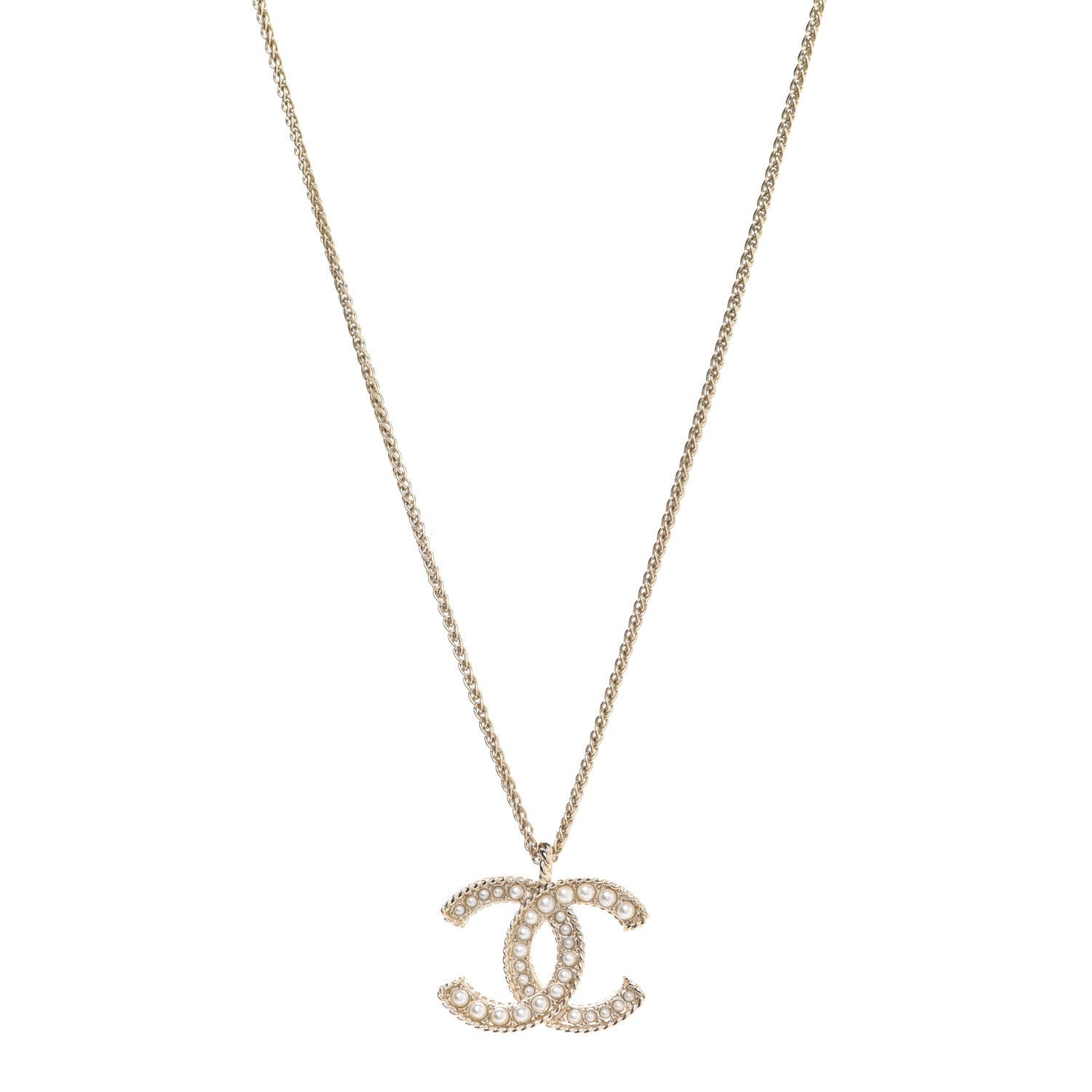 Chanel Pearl CC Pendant Necklace Gold 1 of 6