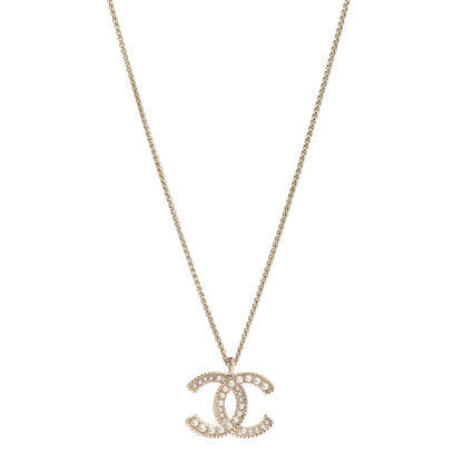 Chanel Pearl CC Pendant Necklace Gold 1 of 6
