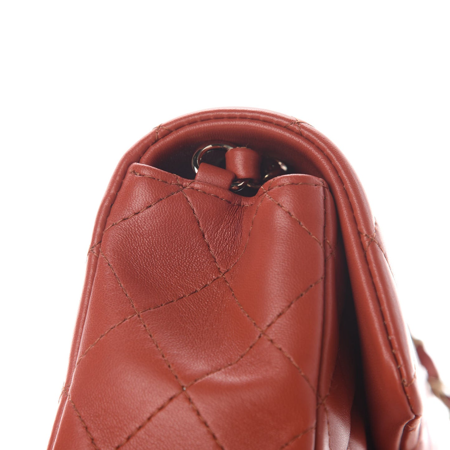 Lambskin Quilted Mini Rectangular Flap Brown
