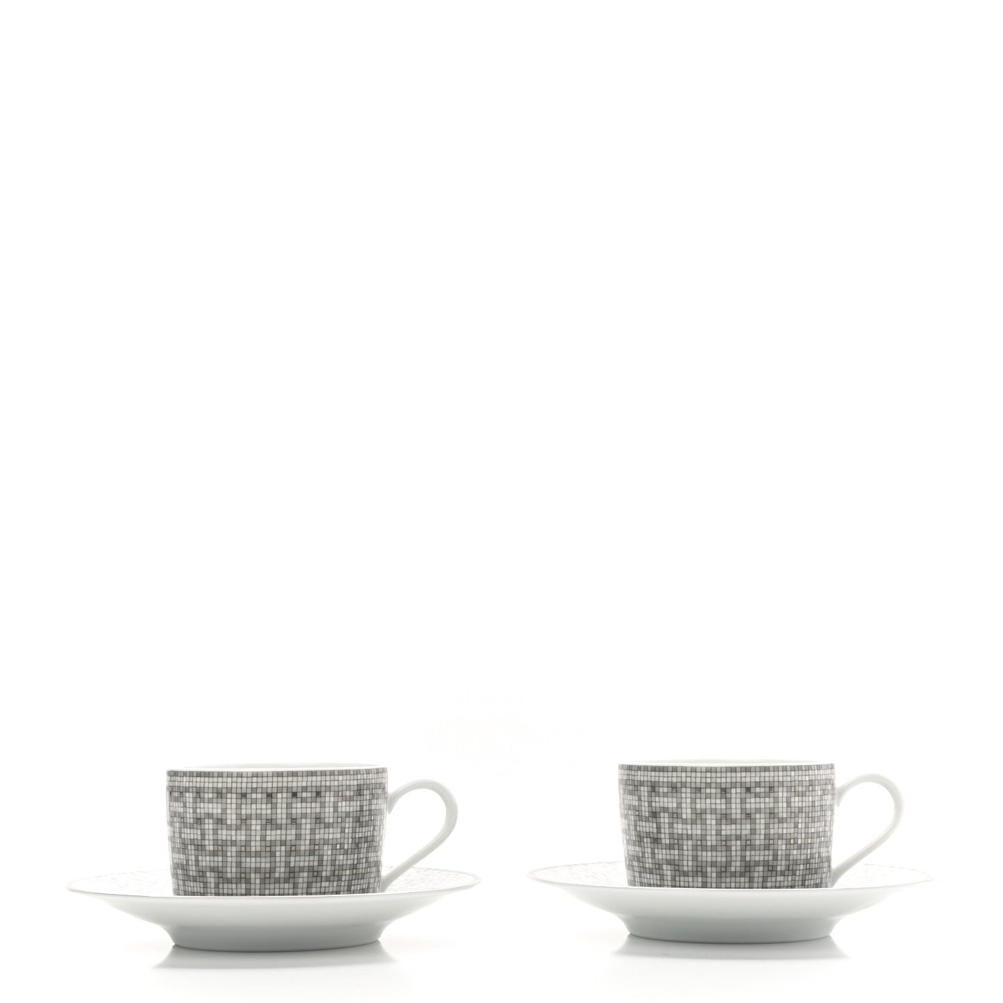 Porcelain Mosaique Au 24 Platine Tea Cup And Saucer Set Of 2 Platinum