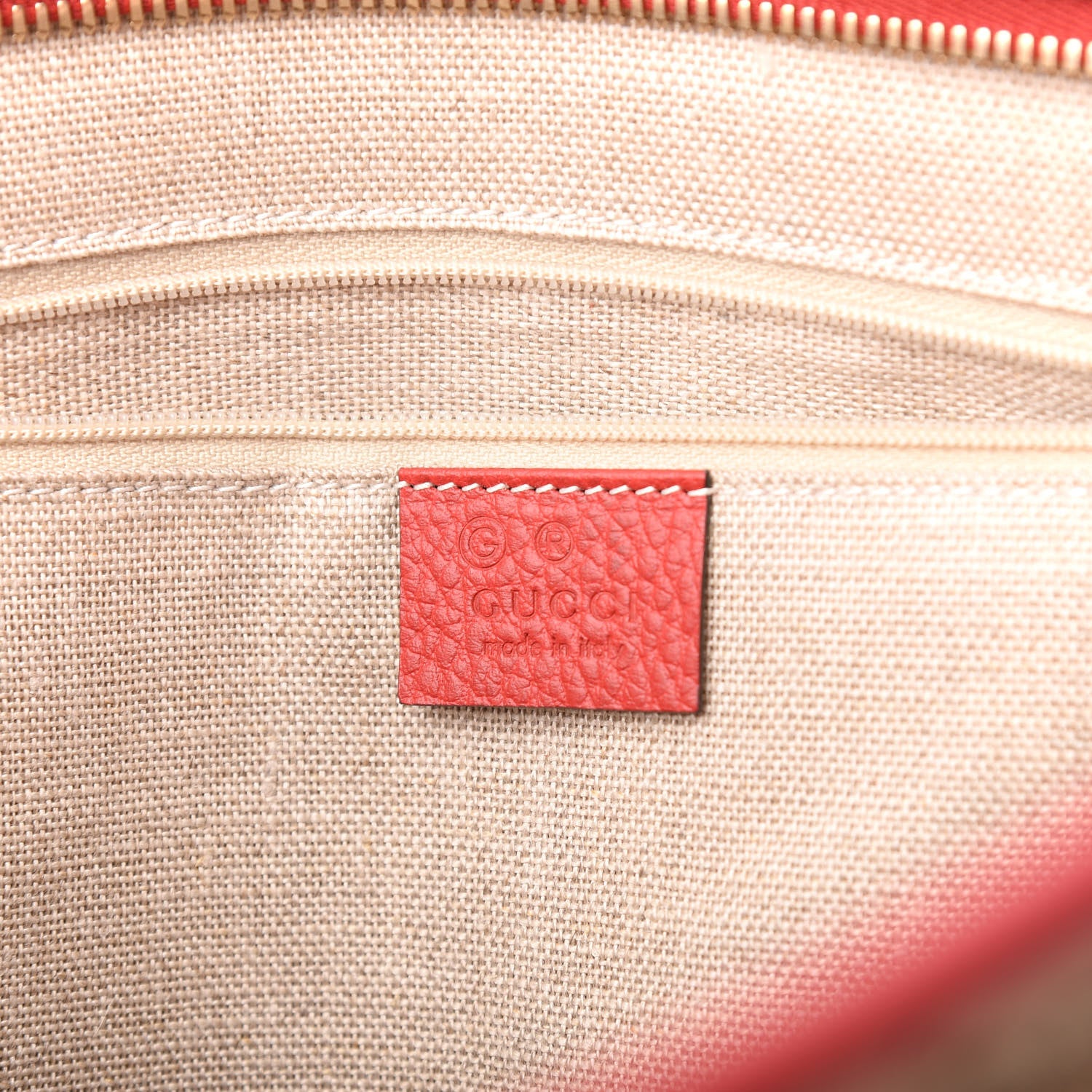Gucci Monogram Bree Zippered Tote Beige Red 6 of 9