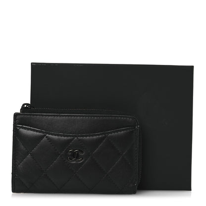 Chanel Lambskin Quilted Zip Card Holder So Black 11 of 11