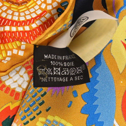 Hermes Silk Costume de Fete Scarf 90 Curry Black Vert 3 of 5