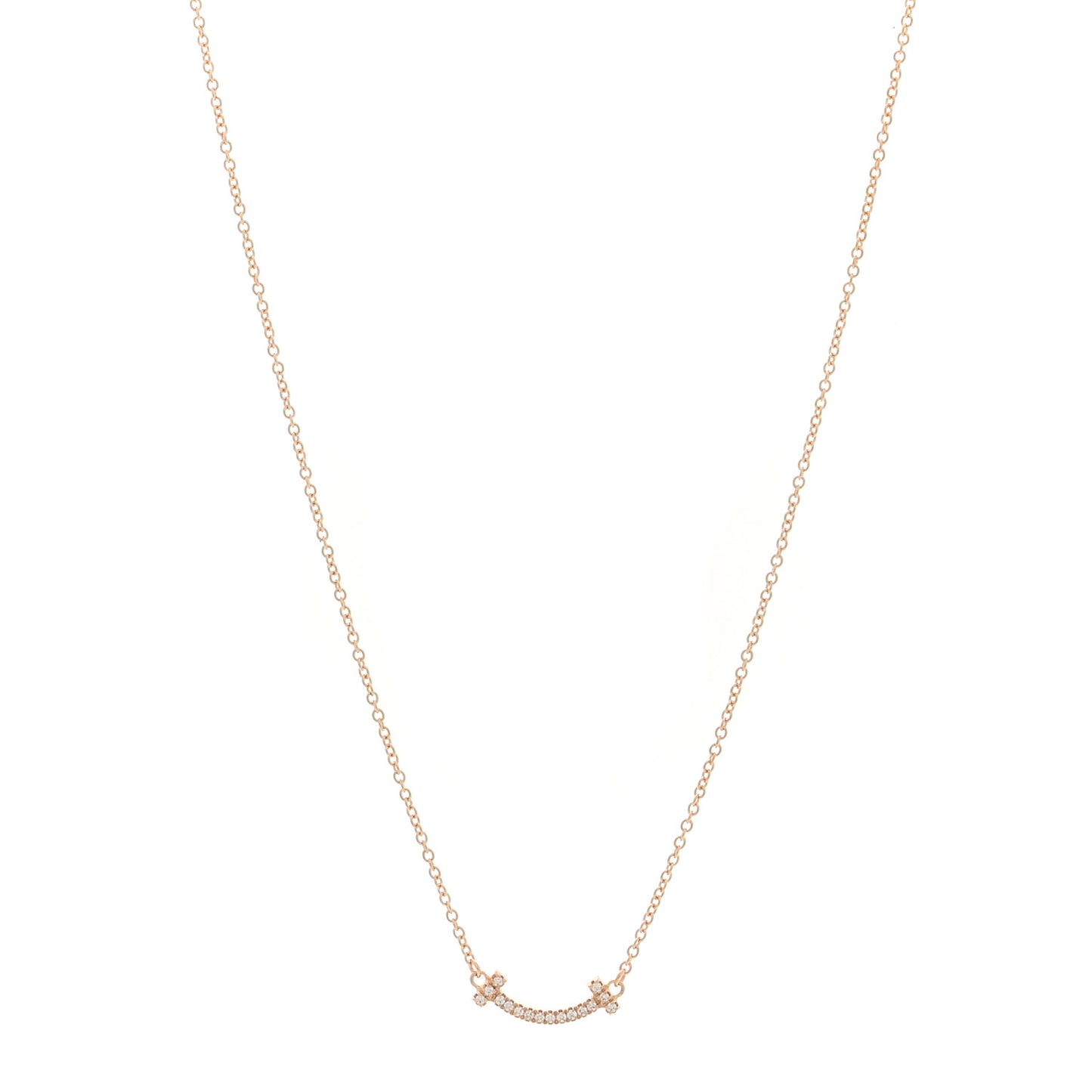 18K Rose Gold Diamond Mini T Smile Pendant Necklace