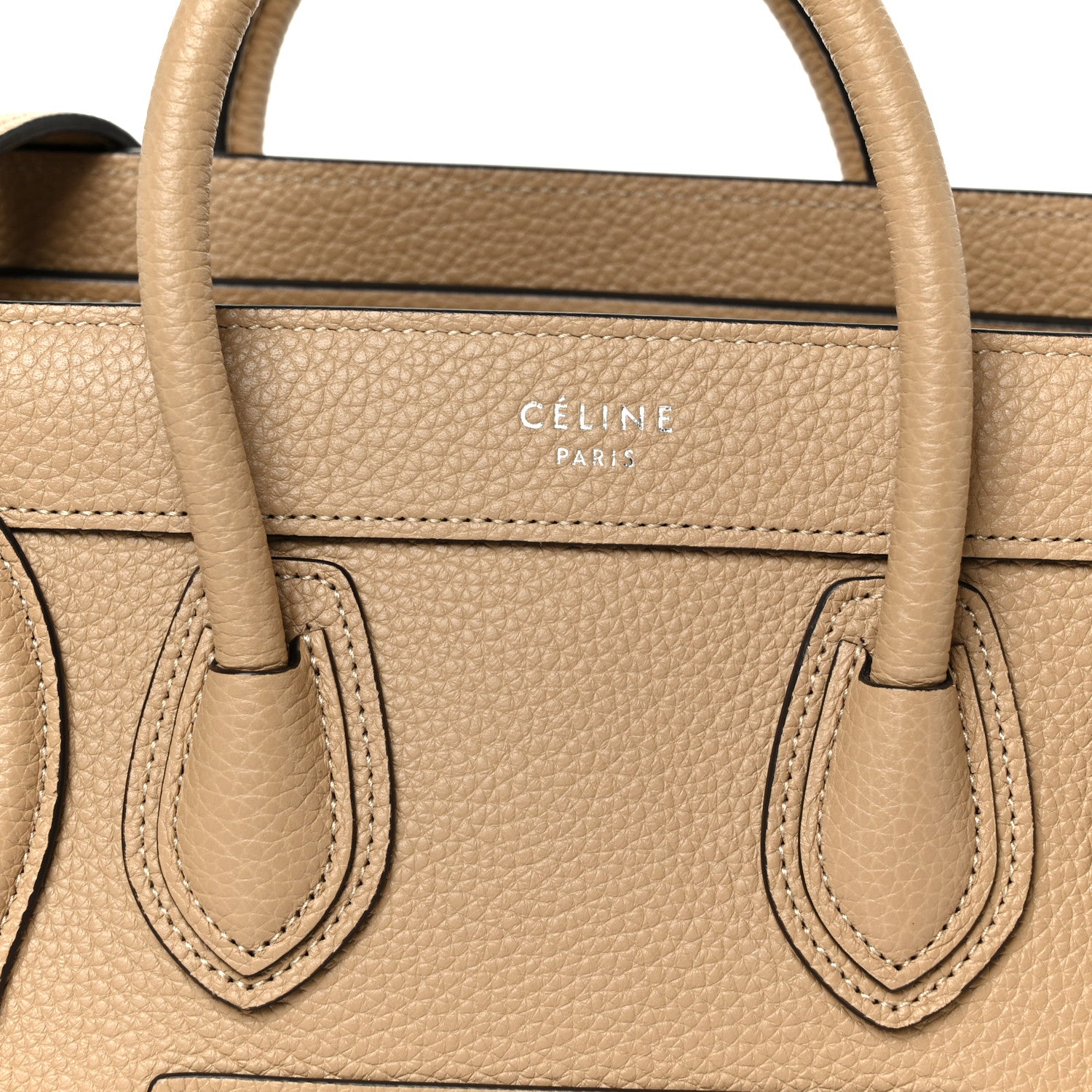 Celine Drummed Calfskin Nano Luggage Dune 8 of 11