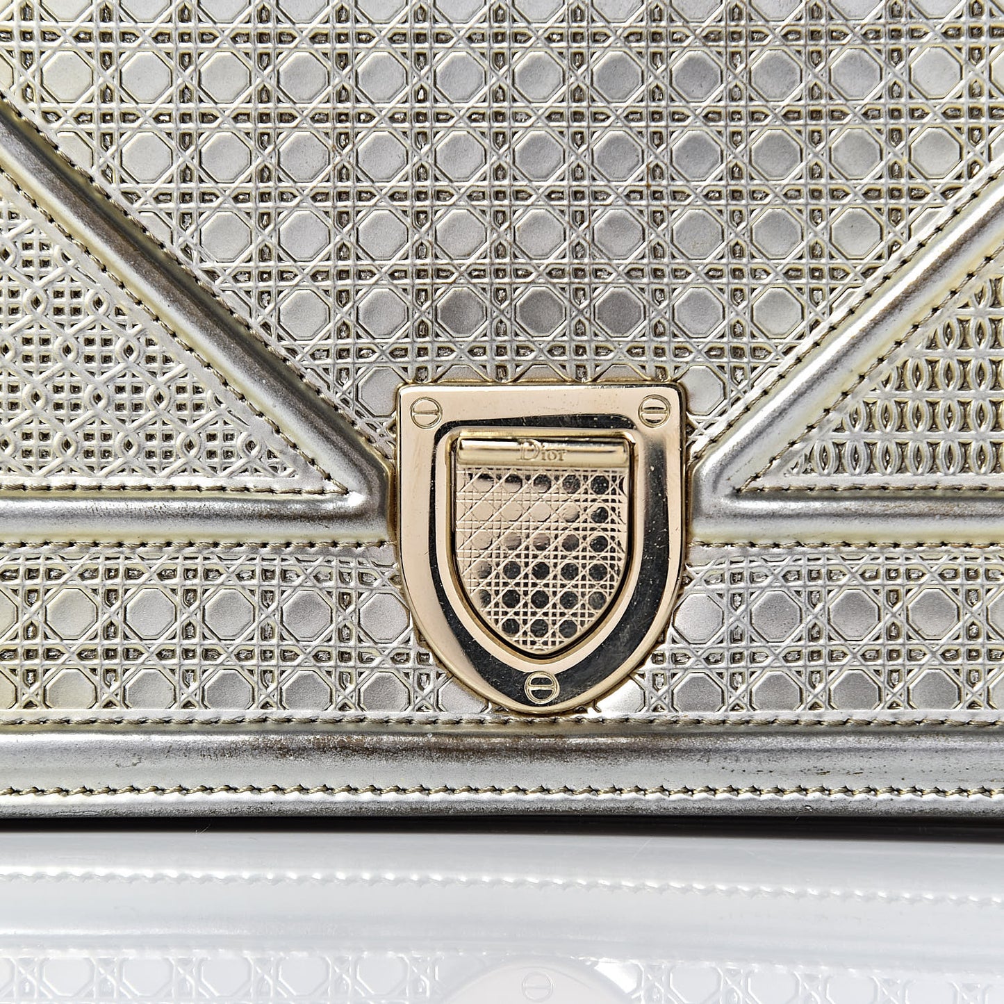 Metallic Patent Micro-Cannage Mini Diorama Flap Bag Gold
